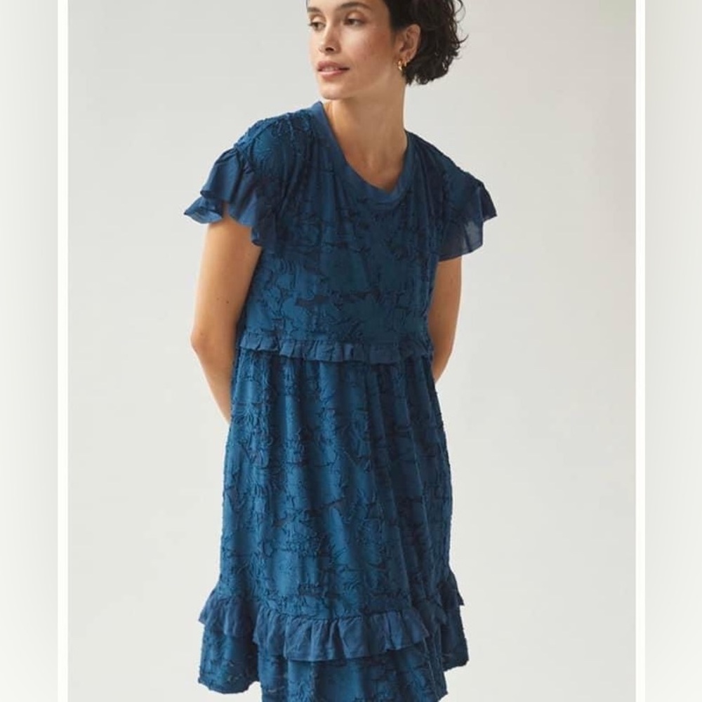 Anthropologie Ruffle Knit Mini Dress Size XXS